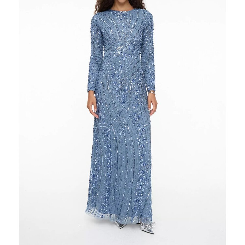 Mayisa blue sequined wedding dress